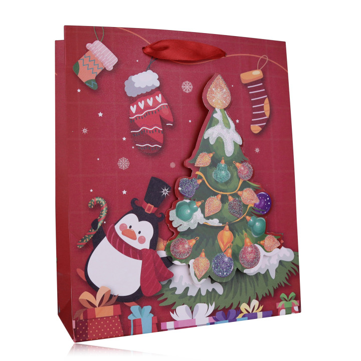Sac cadeau SANTA & FRIENDS (24x18x10 cm), 4 modèles assortis