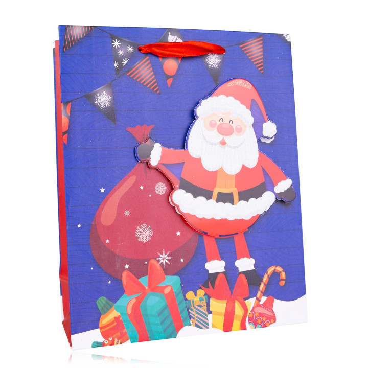 Sac cadeau SANTA & FRIENDS (24x18x10 cm), 4 modèles assortis
