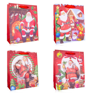 Sac cadeau SANTAS (24x18x10 cm), 4 modèles assortis