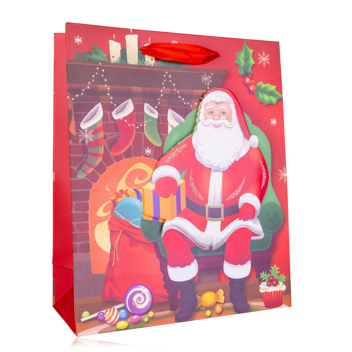 Sac cadeau SANTAS (24x18x10 cm), 4 modèles assortis