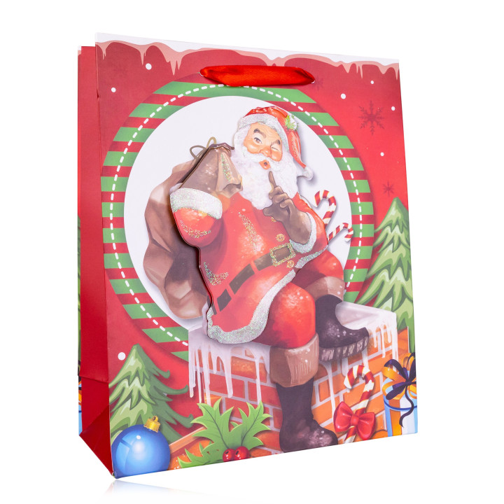 Sac cadeau SANTAS (24x18x10 cm), 4 modèles assortis