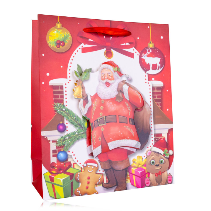 Sac cadeau SANTAS (24x18x10 cm), 4 modèles assortis