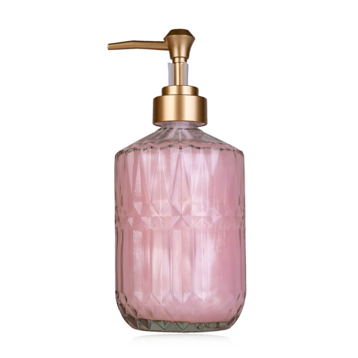 PROMO Distributeur en verre savon mains 380ml BLOSSOM , senteur safran rose