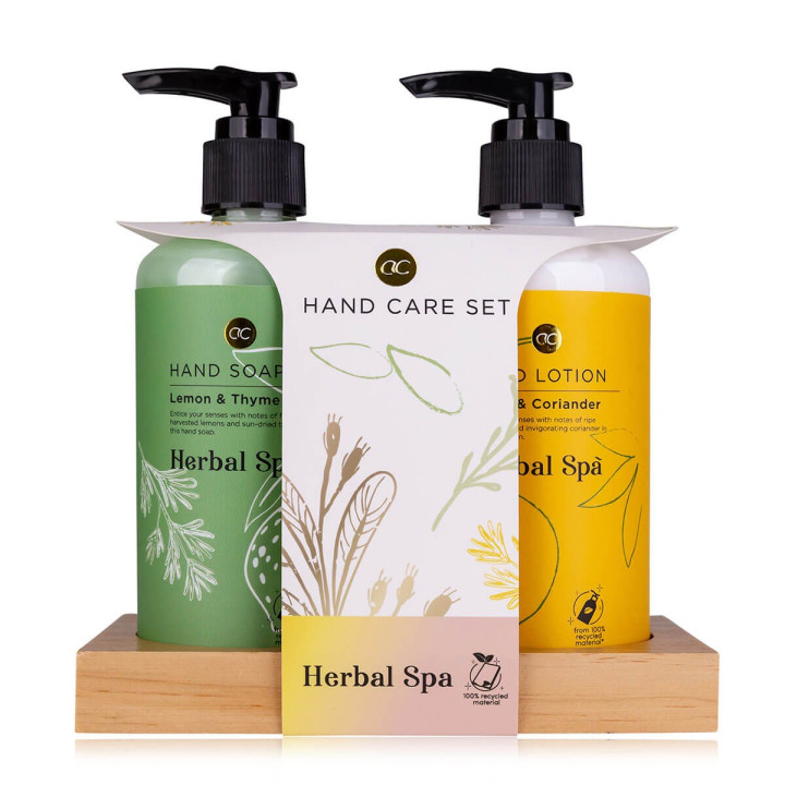 PROMO Coffret pour les mains + porte savon bois HERBAL SPA