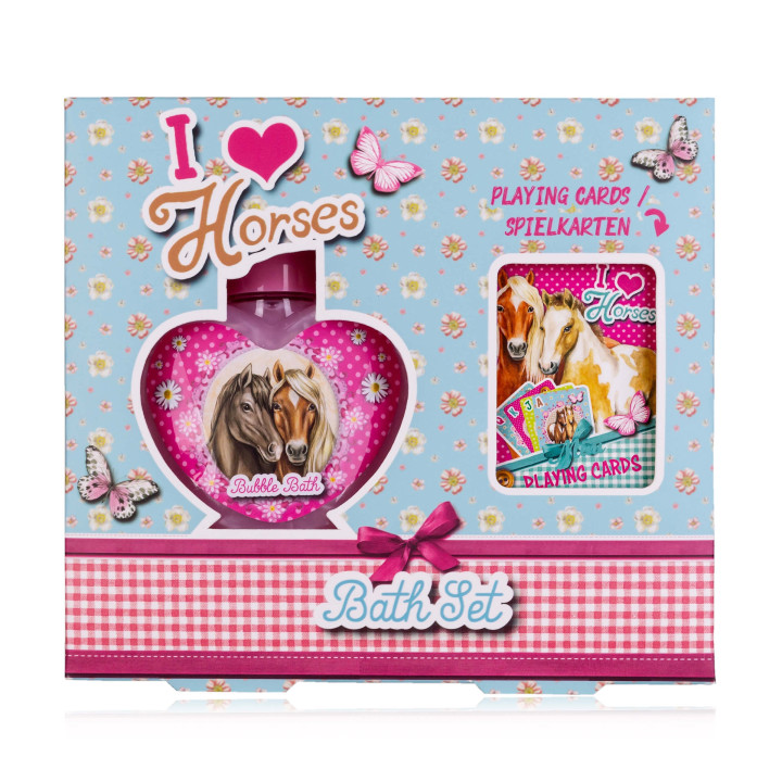 Coffret gel douche+ jeu de cartes I LOVE HORSE