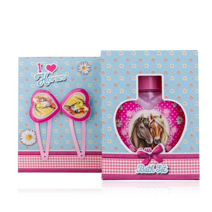 Coffret gel douche+ barrettes I LOVE HORSE