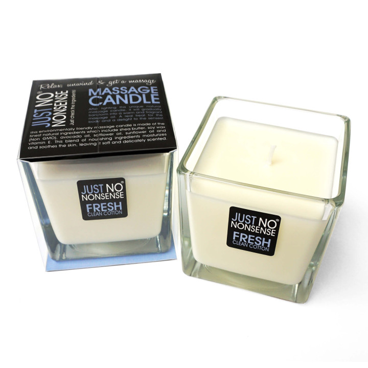 PROMO Bougie de massage 200g JUST NO NONSENSE ,parfum coton propre &frais