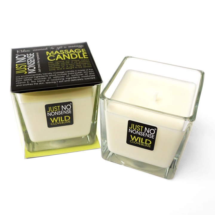 PROMO Bougie de massage 200g JUST NO NONSENSE, parfum Girofle sauvage et citron vert