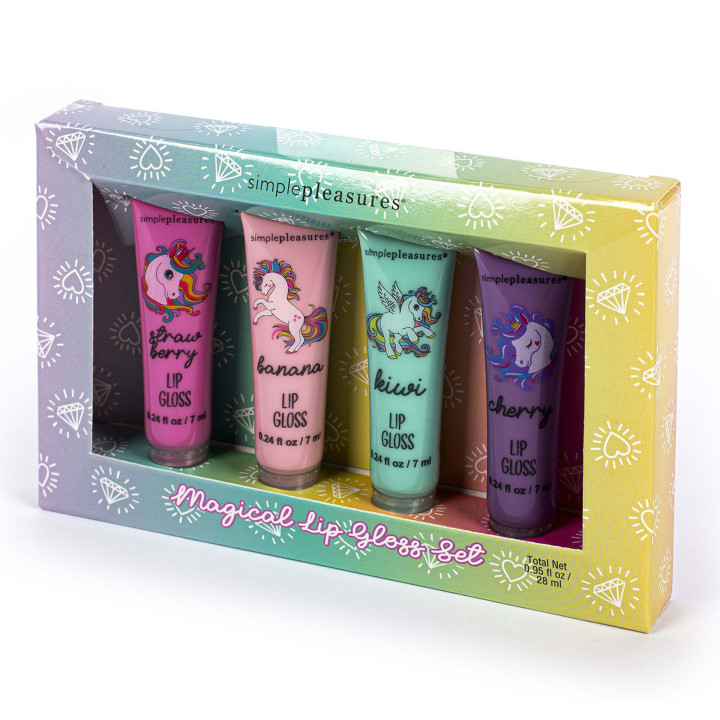 PROMO Coffret de 4 Lipgloss parfumés KIDS CUTIES Cerise/Banane/Kiwi