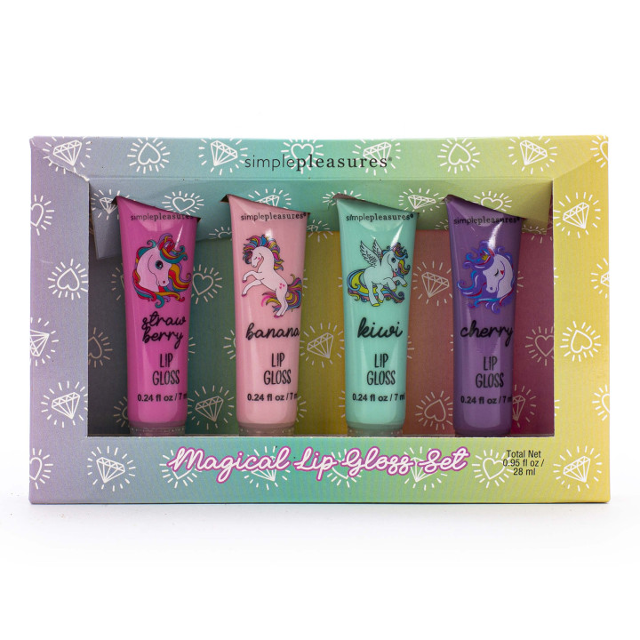 PROMO Coffret de 4 Lipgloss parfumés KIDS CUTIES Cerise/Banane/Kiwi