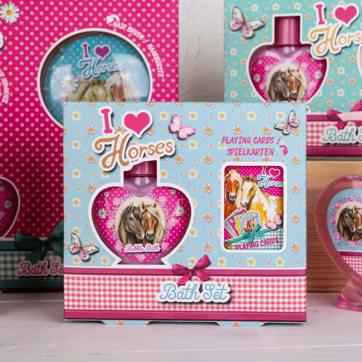 Coffret gel douche+ jeu de cartes I LOVE HORSE