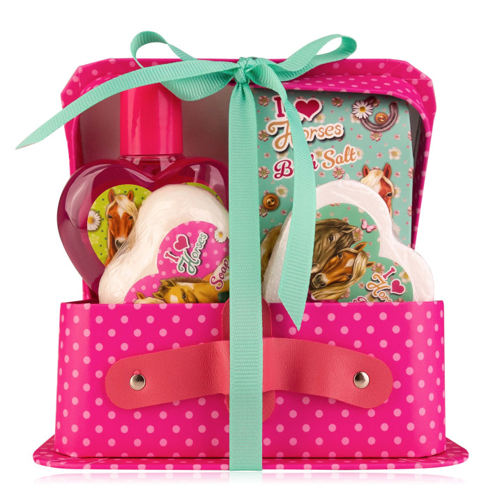 Coffret pour le bain +valisette I LOVE HORSE
