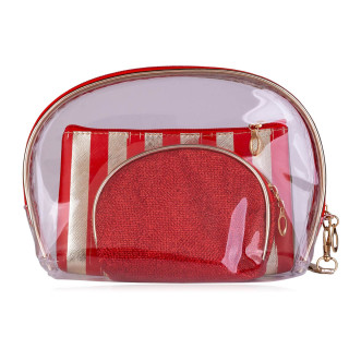 Set de 3 trousses de toilette ROUGE/OR LUXURY