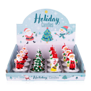 Bougie NOEL , 4 modèles assortis WINTER CLASSICS