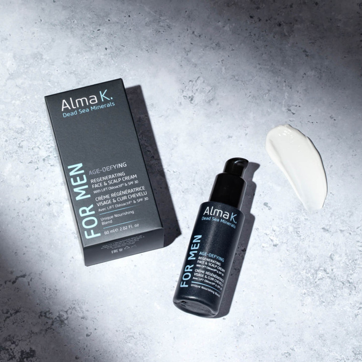 PROMO Crème Régénératrice Visage& Cuir Chevelu /protection SPF30   ALMA.K FOR MEN