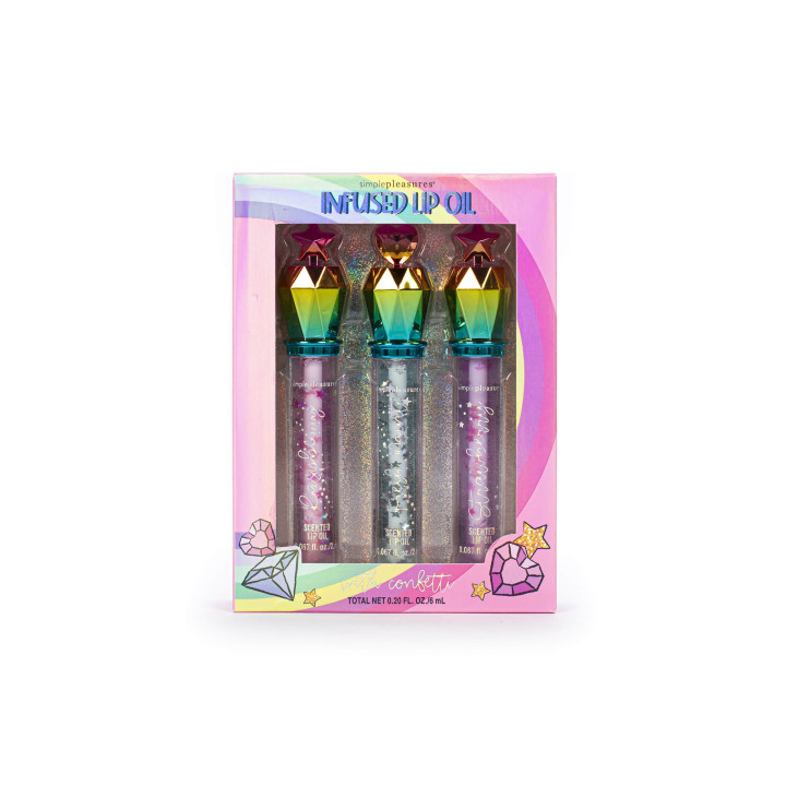 Coffret 3 huiles pour les lèvres+confettis DREAM POP, 3 senteurs