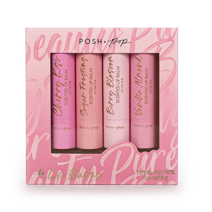 Coffret 4 baumes lèvres parfumés COSMETIC LEOPARD,4 senteurs