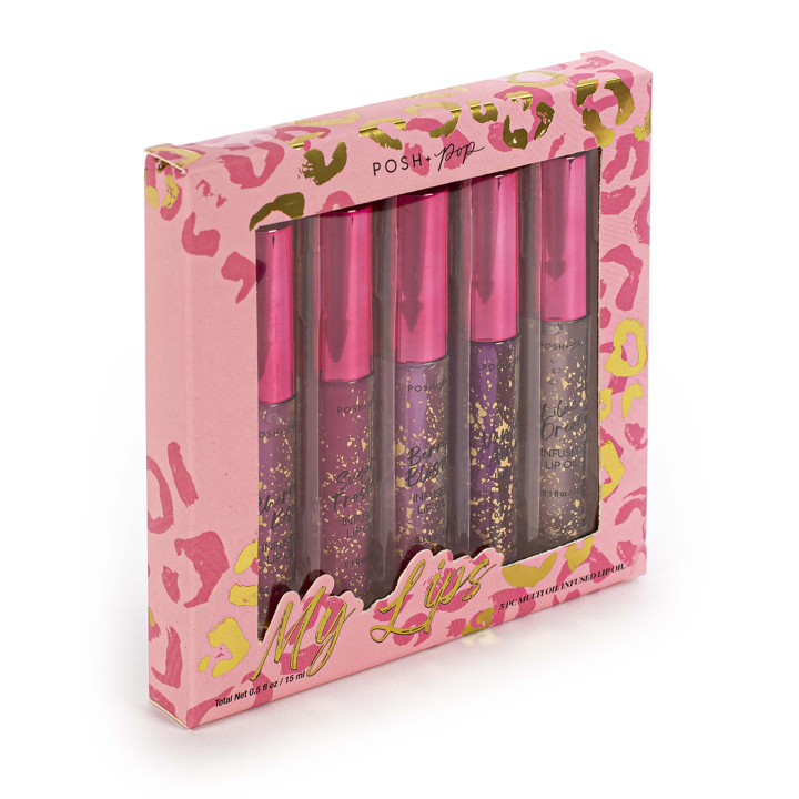 PROMO Coffret 5 baumes lèvres infusés & parfumés COSMETIC LEOPARD, 5 senteurs