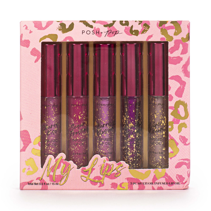 PROMO Coffret 5 baumes lèvres infusés & parfumés COSMETIC LEOPARD, 5 senteurs