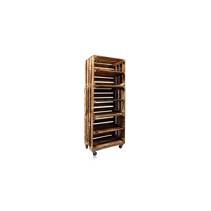 Présentoir en bois sur roulettes (7 étages) BRUN, VENDU VIDE