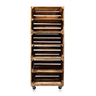 Présentoir en bois sur roulettes (7 étages) BRUN, VENDU VIDE
