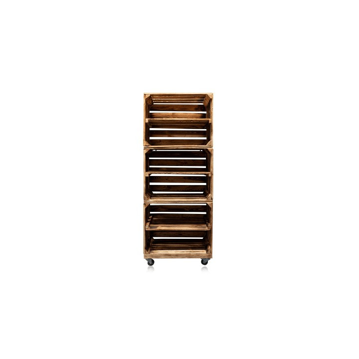 Présentoir en bois sur roulettes (7 étages) BRUN, VENDU VIDE