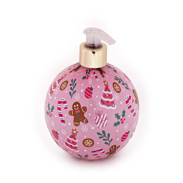 PROMO Distributeur de savon liquide 500ml BOULE, senteur Gingerbread Cookie