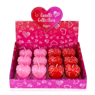 Bougies Coeur parfumées (3 cm), 2 couleurs assorties