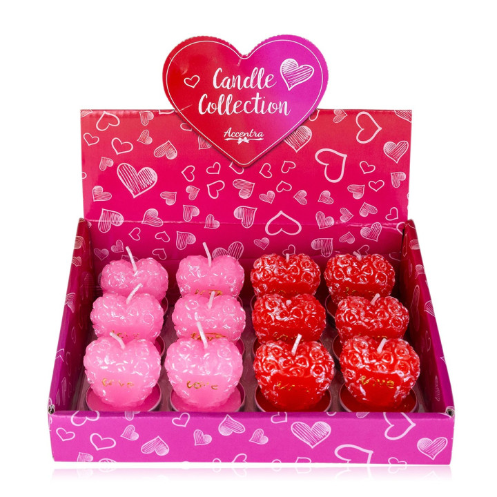 Bougies Coeur parfumées (3 cm), 2 couleurs assorties
