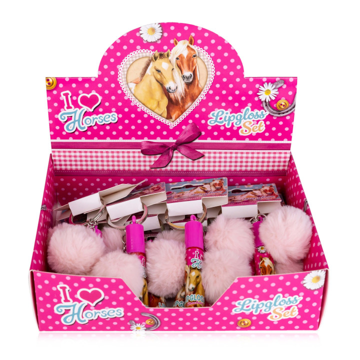 PROMO Lipgloss sur porte clés I LOVE HORSE
