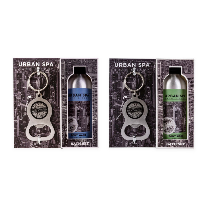 Coffret gel douche+ porte clé URBAN SPA, 2 modèles assortis