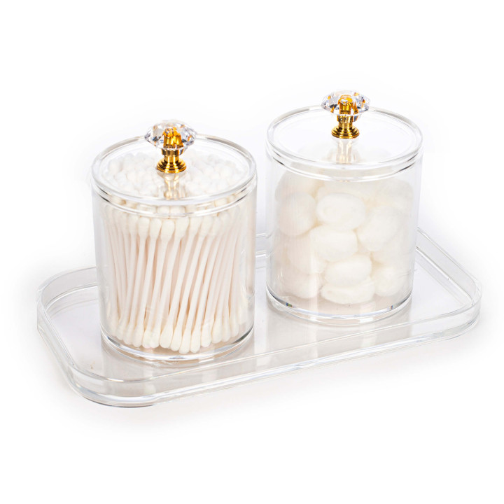 Organisateur maquillage 2 compartiments TAHARI+ cotons tiges & coton