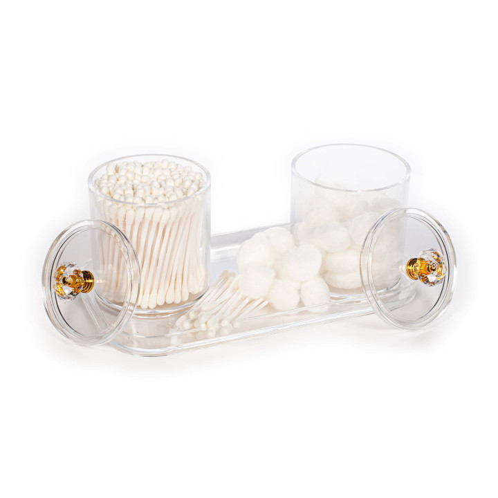 Organisateur maquillage 2 compartiments TAHARI+ cotons tiges & coton