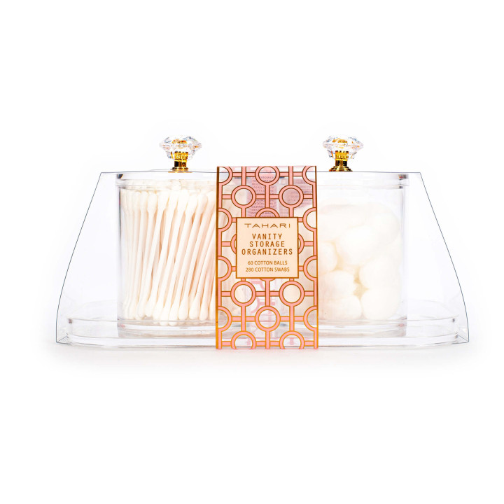 Organisateur maquillage 2 compartiments TAHARI+ cotons tiges & coton