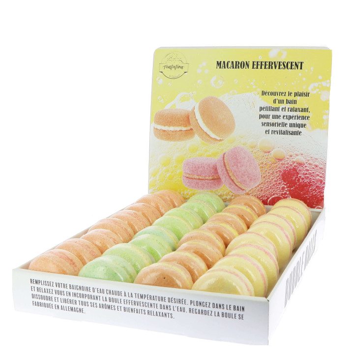 Macarons effervescents 70g, 4 modèles et senteurs assortis