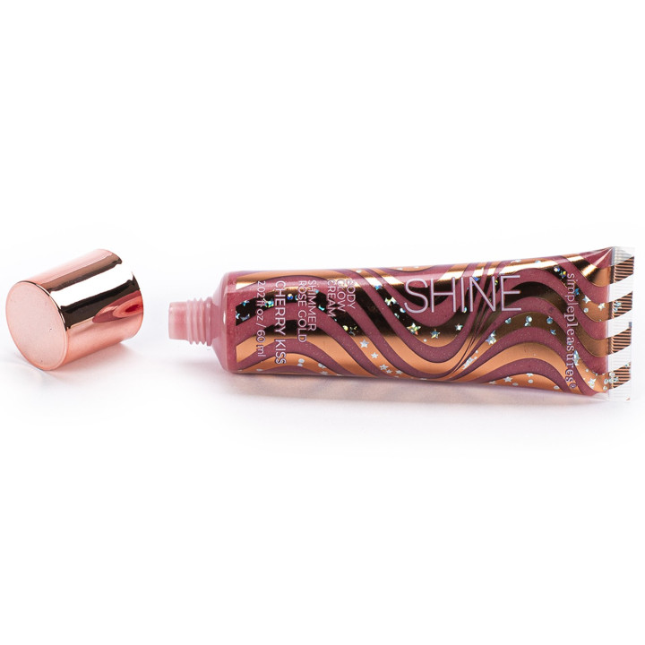 PROMO FRUITS PARTY Crème éclat visage & corps pailletée 60ml Rose gold , senteur Cherry Kiss