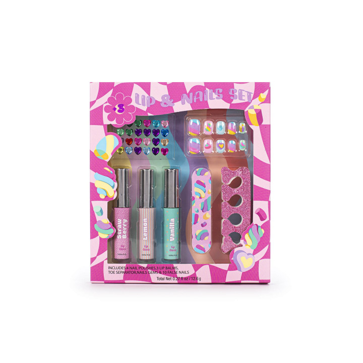 Coffret pour les ongles + baumes lèvres KIDS CUTIES, 3 modèles assortis