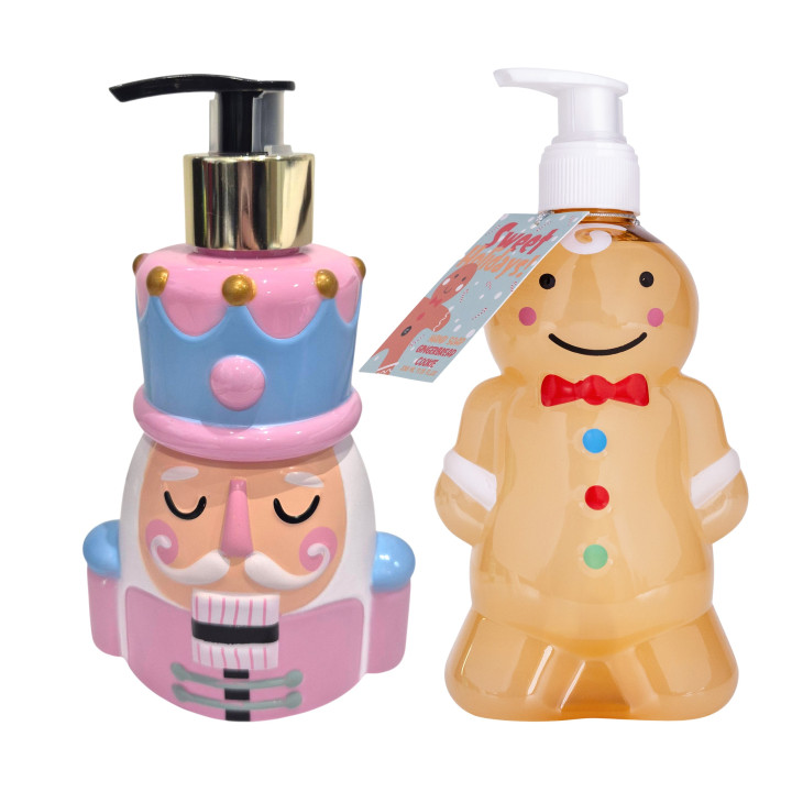 PROMO  Distributeur savon mains 330ml NUTCRACKER & 310ml SWEET HOLIDAYS