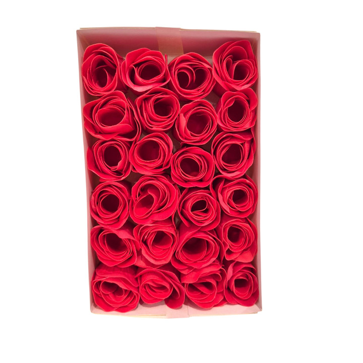 24 roses en papier de savon,senteur Rose