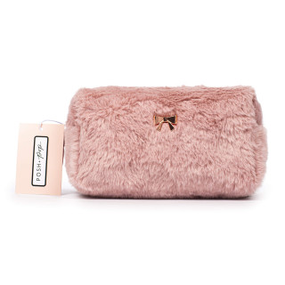 Trousse de toilette SWEET PASTEL (19x10x10 cm) en peluche rose