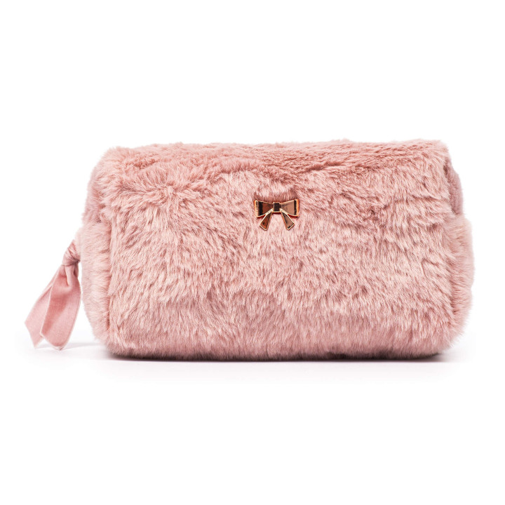 Trousse de toilette SWEET PASTEL (19x10x10 cm) en peluche rose