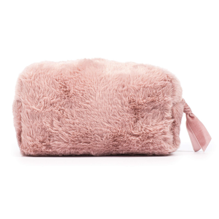 Trousse de toilette SWEET PASTEL (19x10x10 cm) en peluche rose