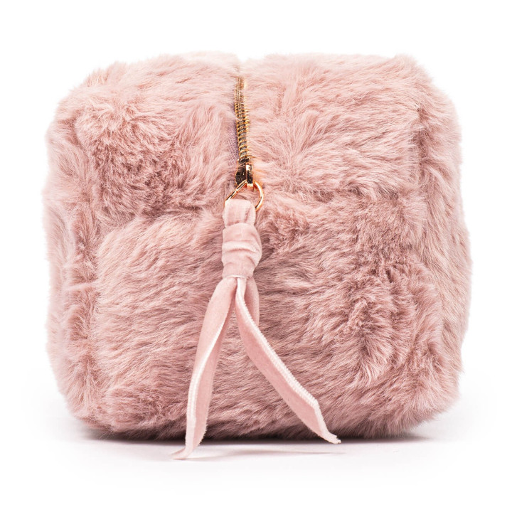 Trousse de toilette SWEET PASTEL (19x10x10 cm) en peluche rose