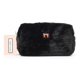 Trousse de toilette SWEET PASTEL (19x10x10 cm) en peluche noire