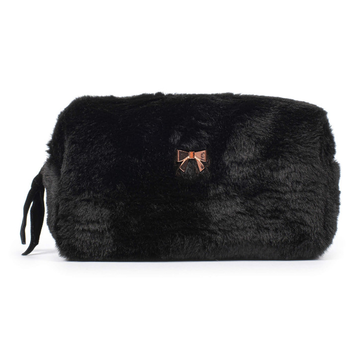 Trousse de toilette SWEET PASTEL (19x10x10 cm) en peluche noire