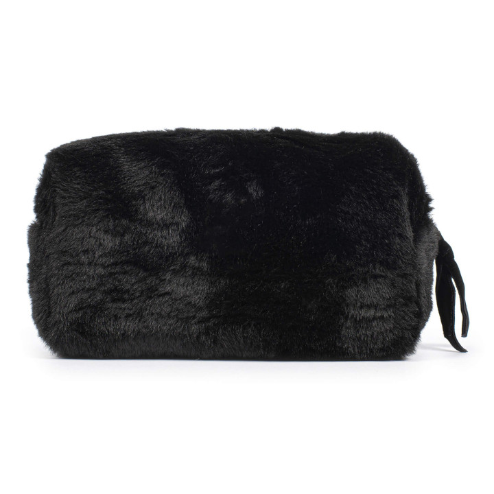 Trousse de toilette SWEET PASTEL (19x10x10 cm) en peluche noire