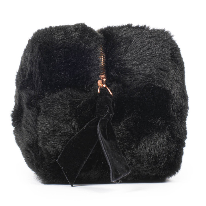 Trousse de toilette SWEET PASTEL (19x10x10 cm) en peluche noire