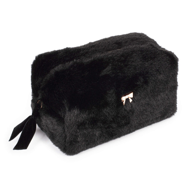 Trousse de toilette SWEET PASTEL (19x10x10 cm) en peluche noire