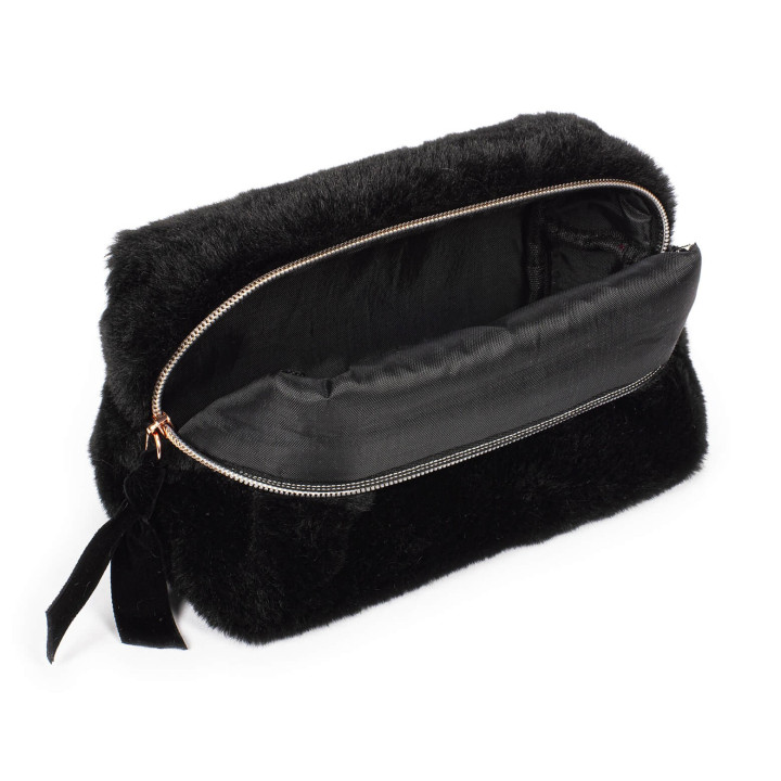 Trousse de toilette SWEET PASTEL (19x10x10 cm) en peluche noire