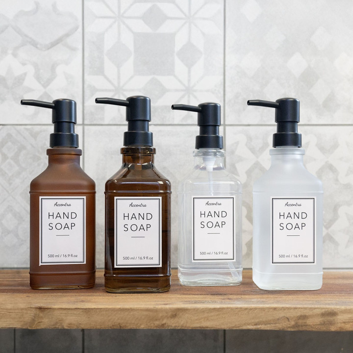 Distributeur savon mains en verre 500ml senteur White Tea